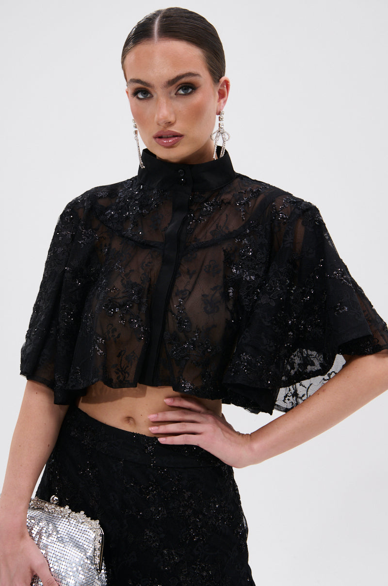 QUEEN B LACE BUTTON DOWN