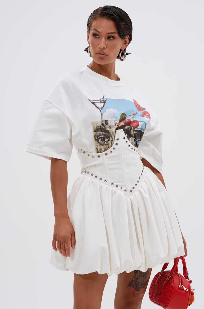 COOL GIRL LOADING MINI DRESS WITH GRAPHIC TEE ATTACHED