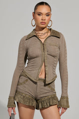 GREEK GODDESS COLLARED KNIT BLOUSE