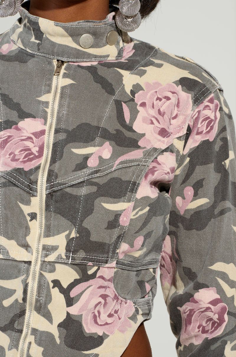 FLOWER CHILD ZIP UP PRINTED TOP