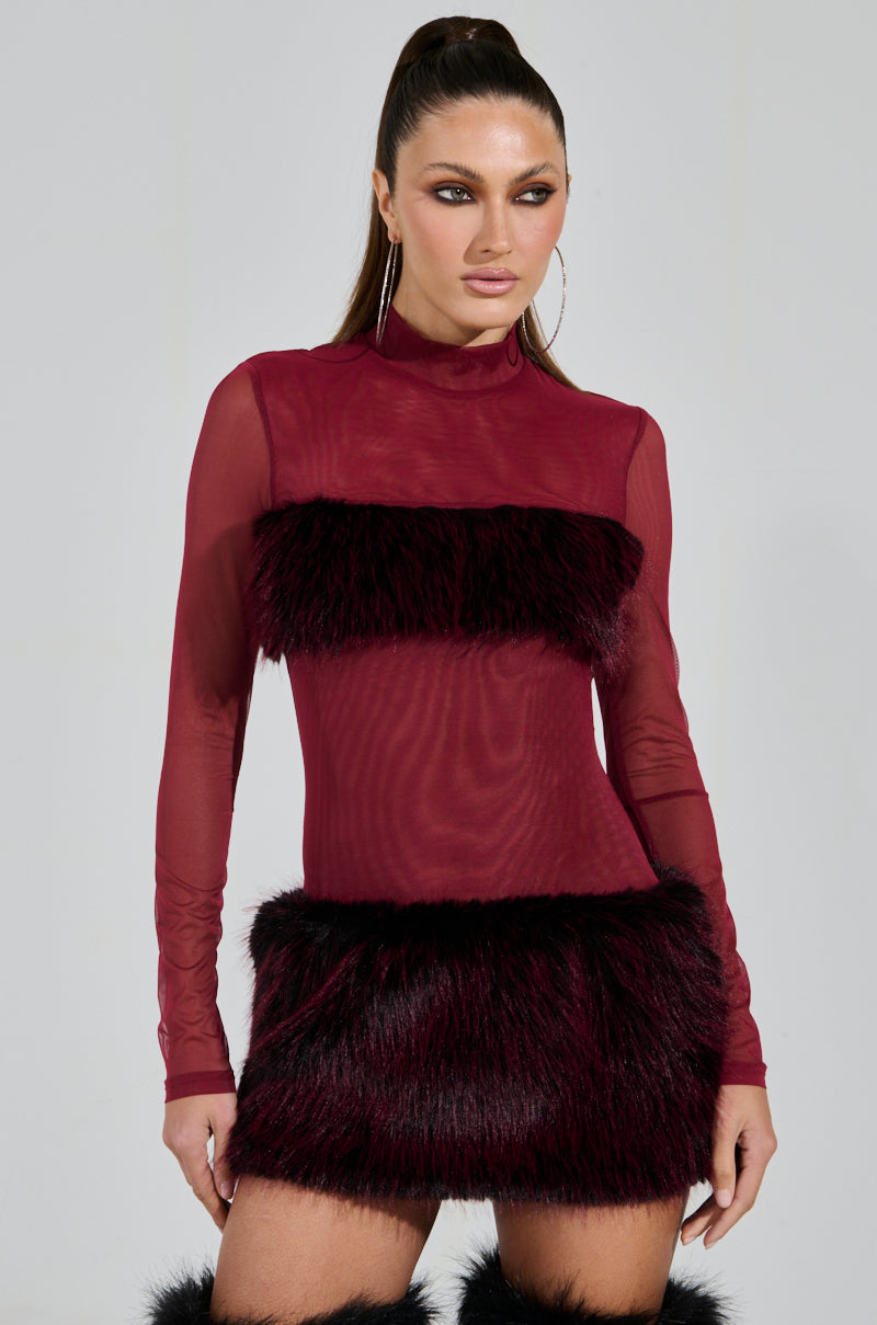 ZOEY MESH FUR MINI DRESS