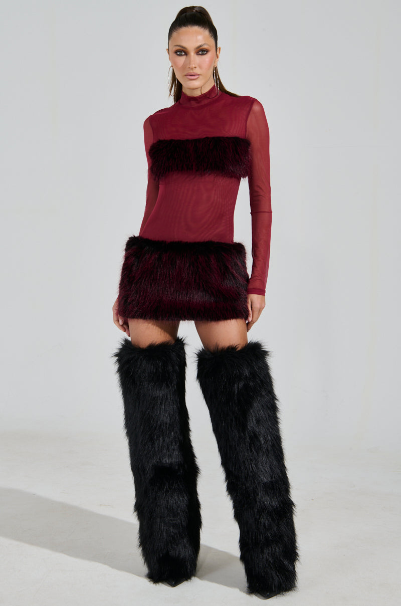 ZOEY MESH FUR MINI DRESS