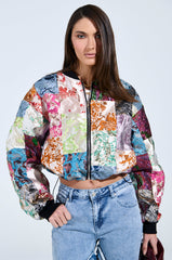 THAT GIRL PATCHWORK BROCADE BOMBER
