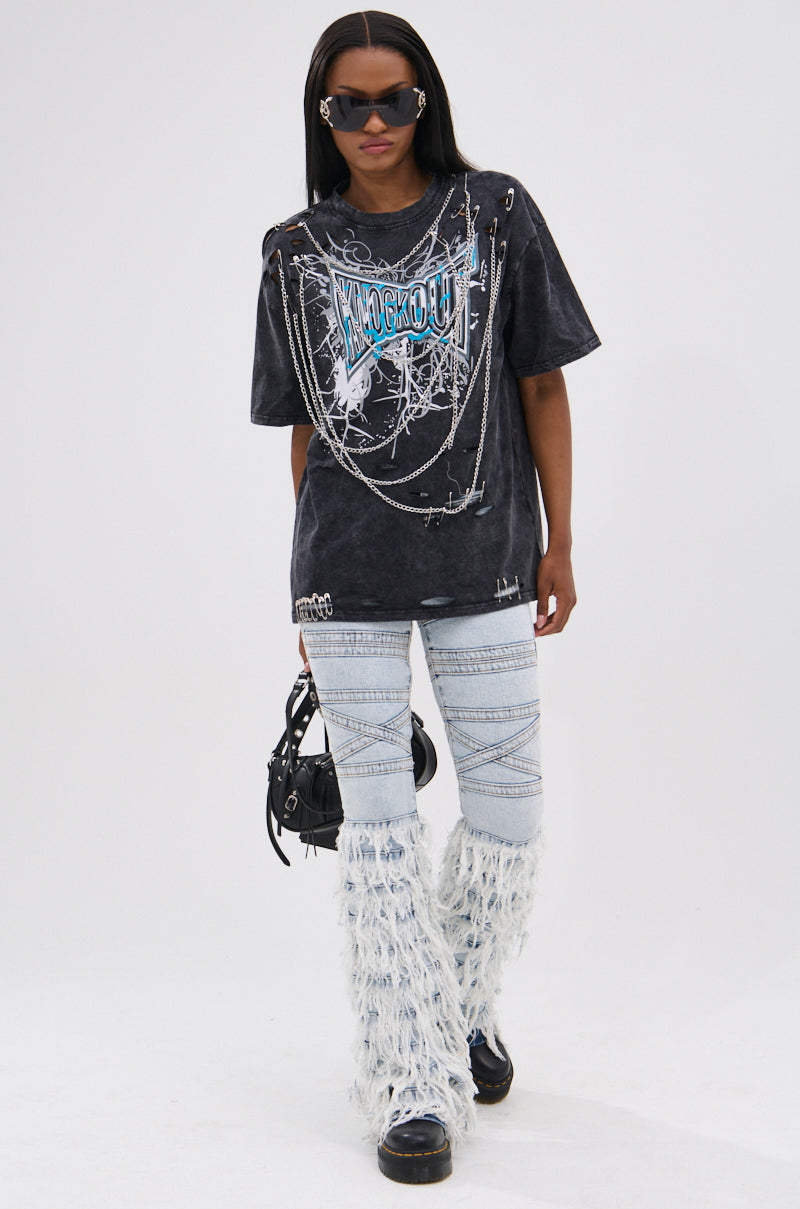 KNOCK YOURSELF OUT DISTRESSED TEE
