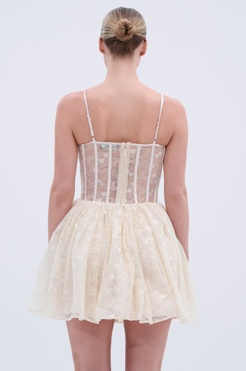 BRUNCHIN LACE MINI DRESS