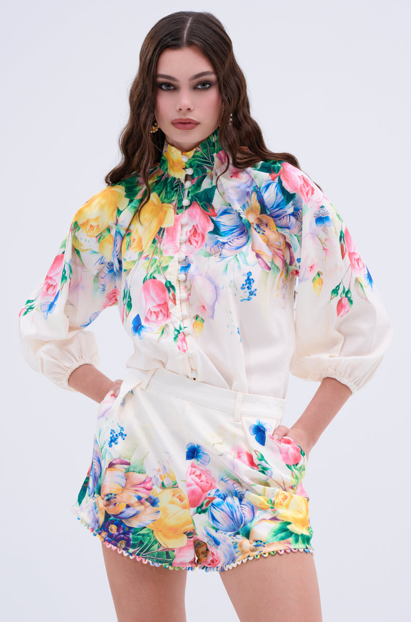 ROSE FLORAL BUTTON DOWN