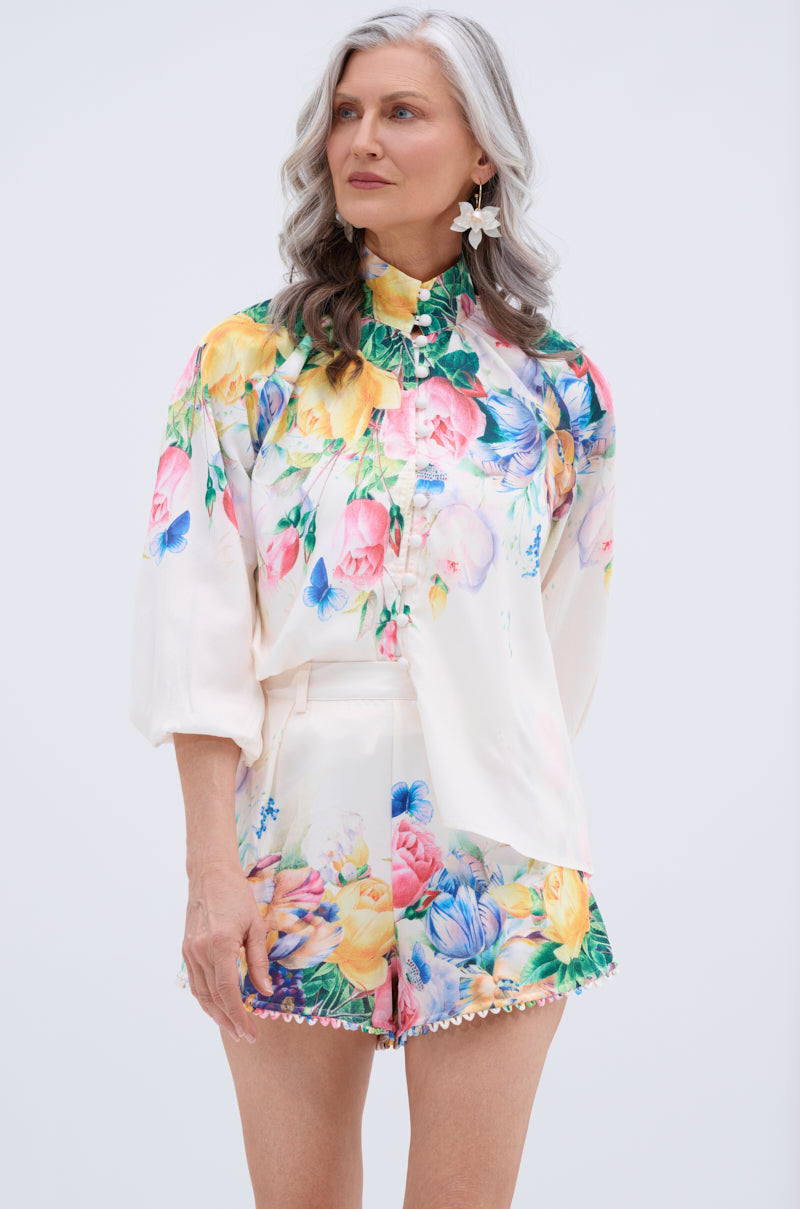 ROSE FLORAL BUTTON DOWN