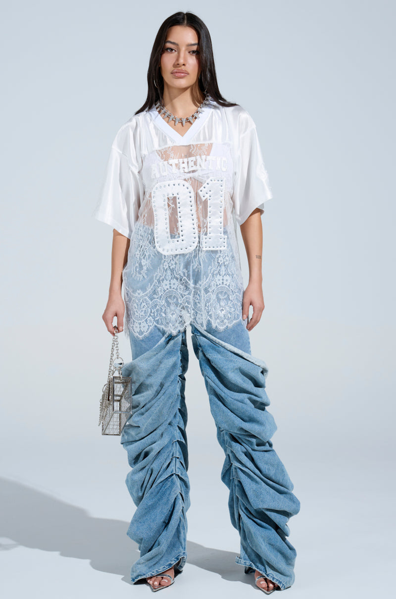 CHARMING LACE JERSEY DRESS