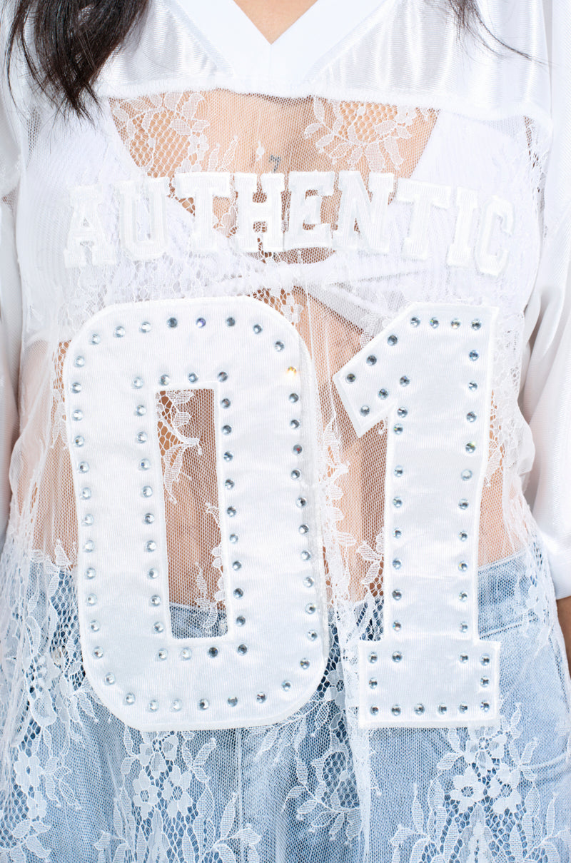 CHARMING LACE JERSEY DRESS