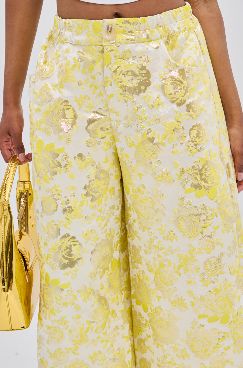 NO EXPECTATIONS CROPPED BROCADE PANTS