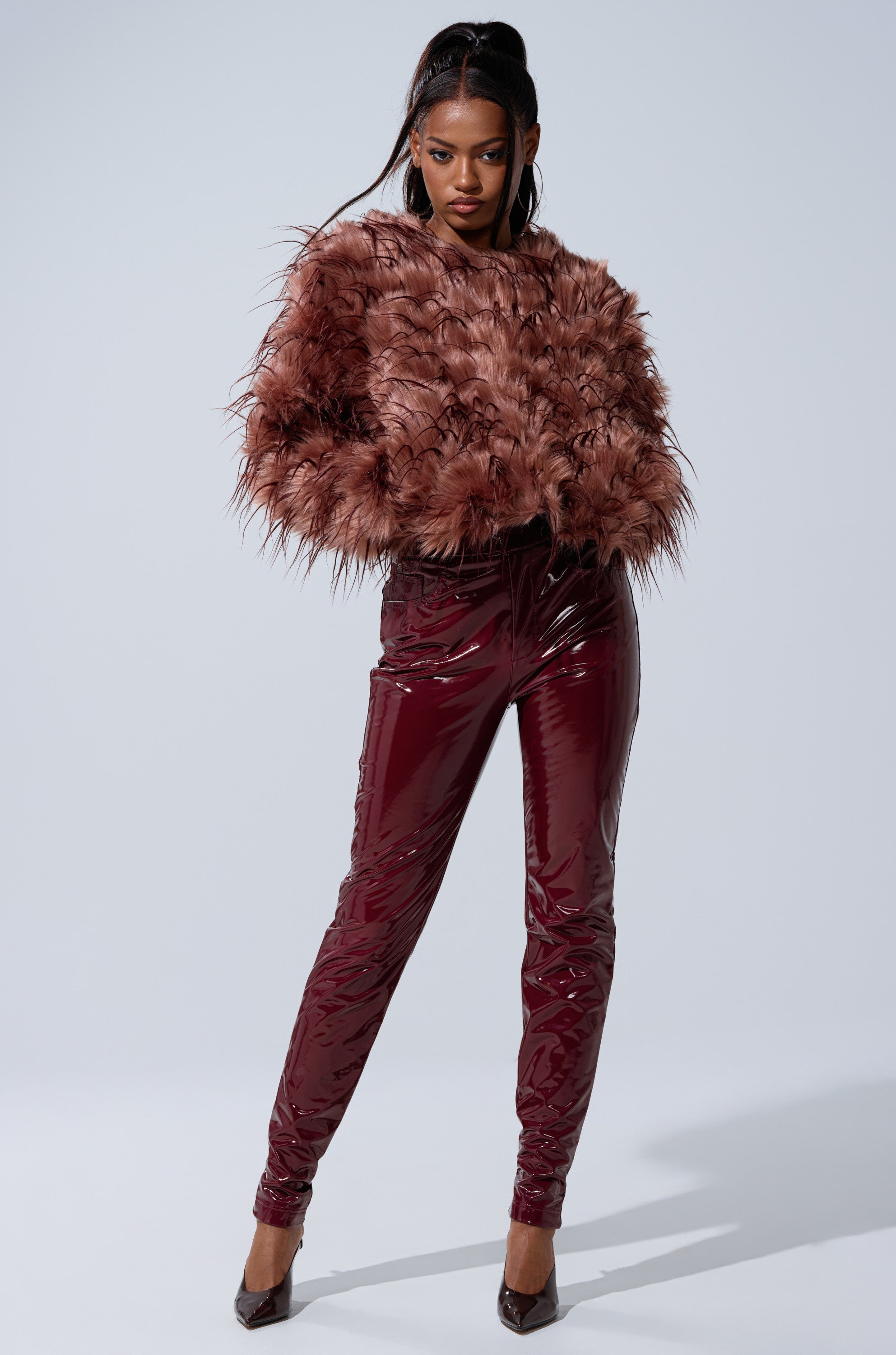 PIPER TEXTURED FAUX FUR COAT