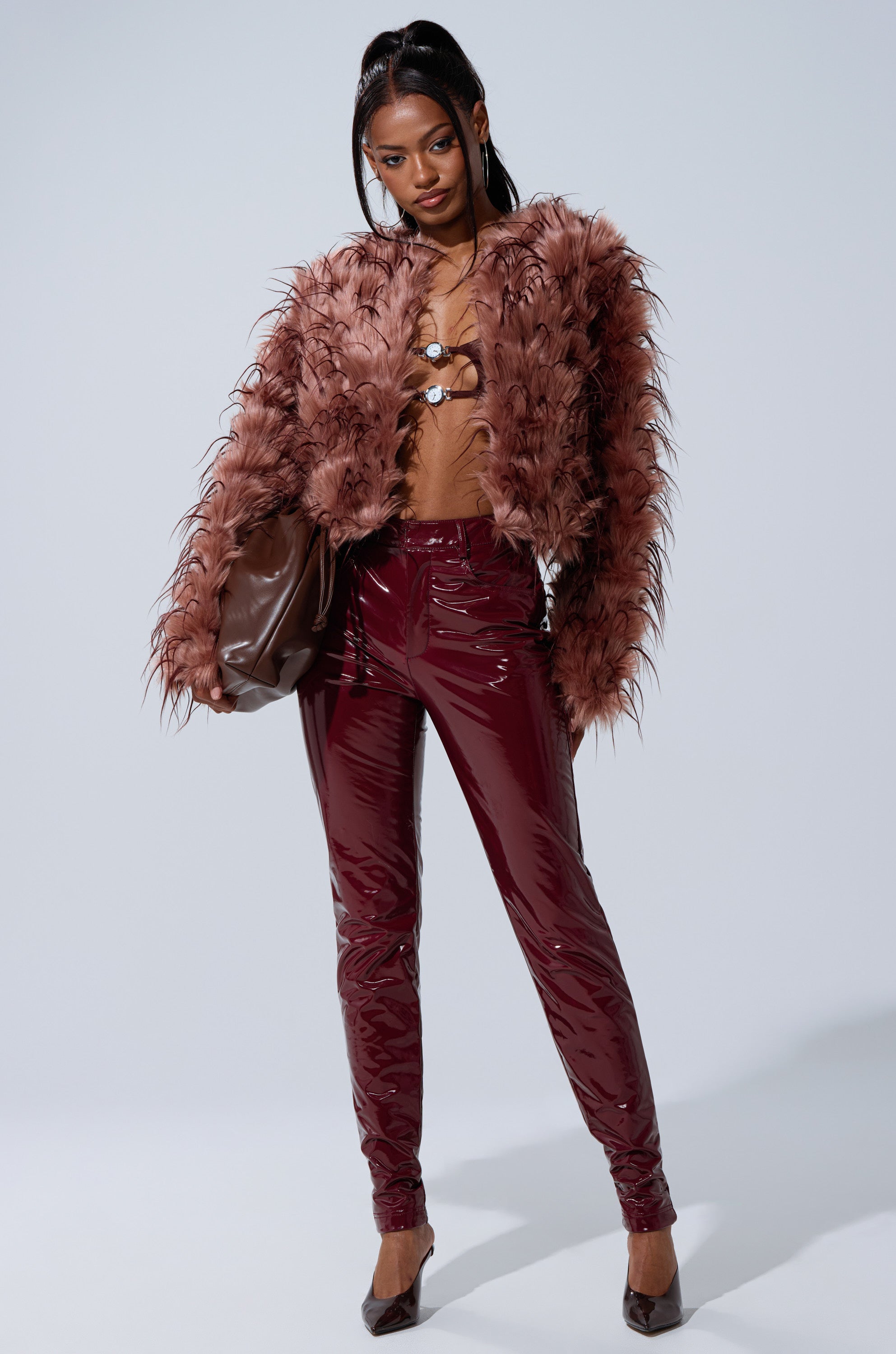 PIPER TEXTURED FAUX FUR COAT