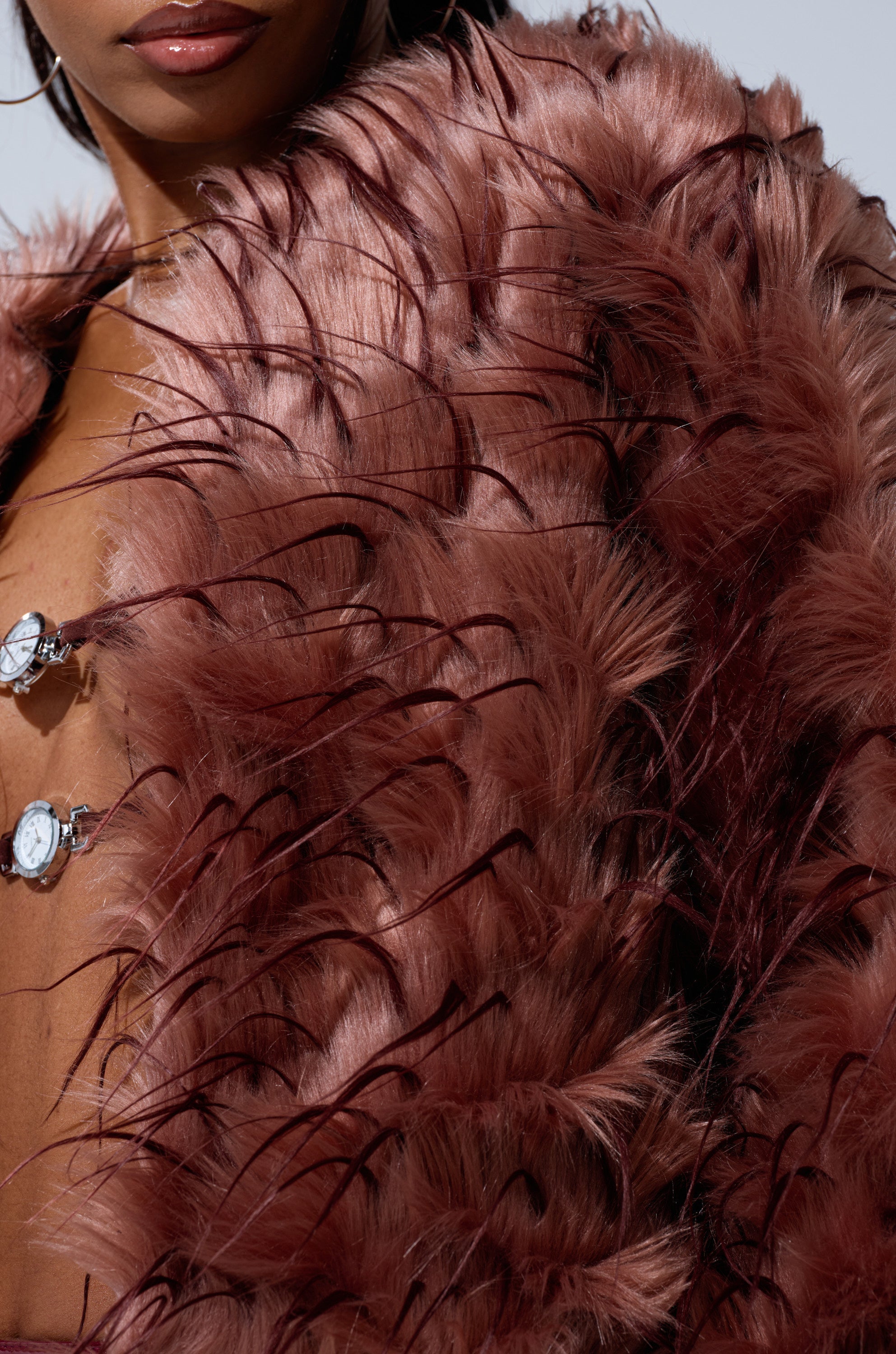 PIPER TEXTURED FAUX FUR COAT