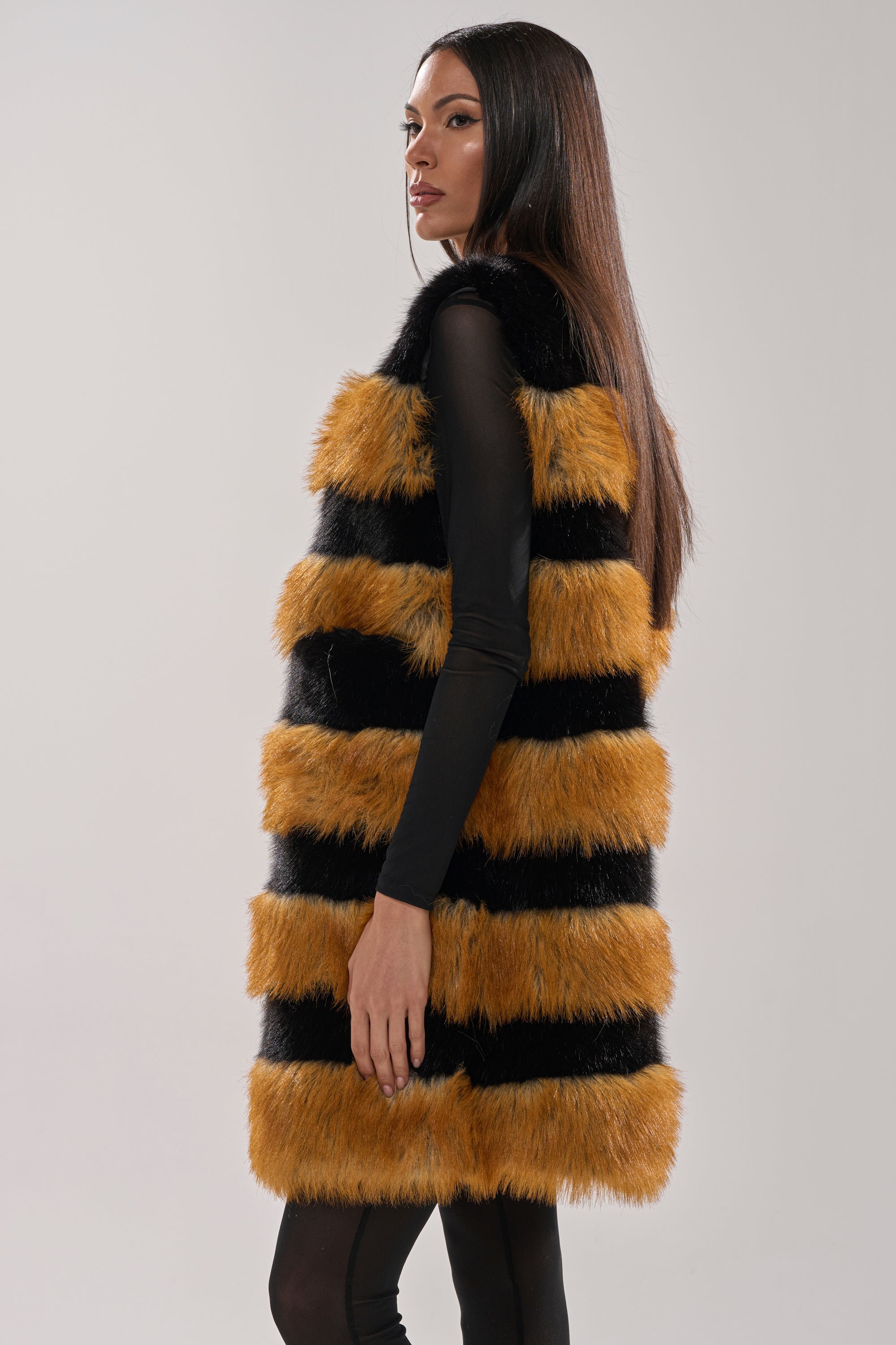 IN ANOTHER LIFE PANELED FUR VEST