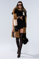 CHECKMATE FAUX FUR VEST