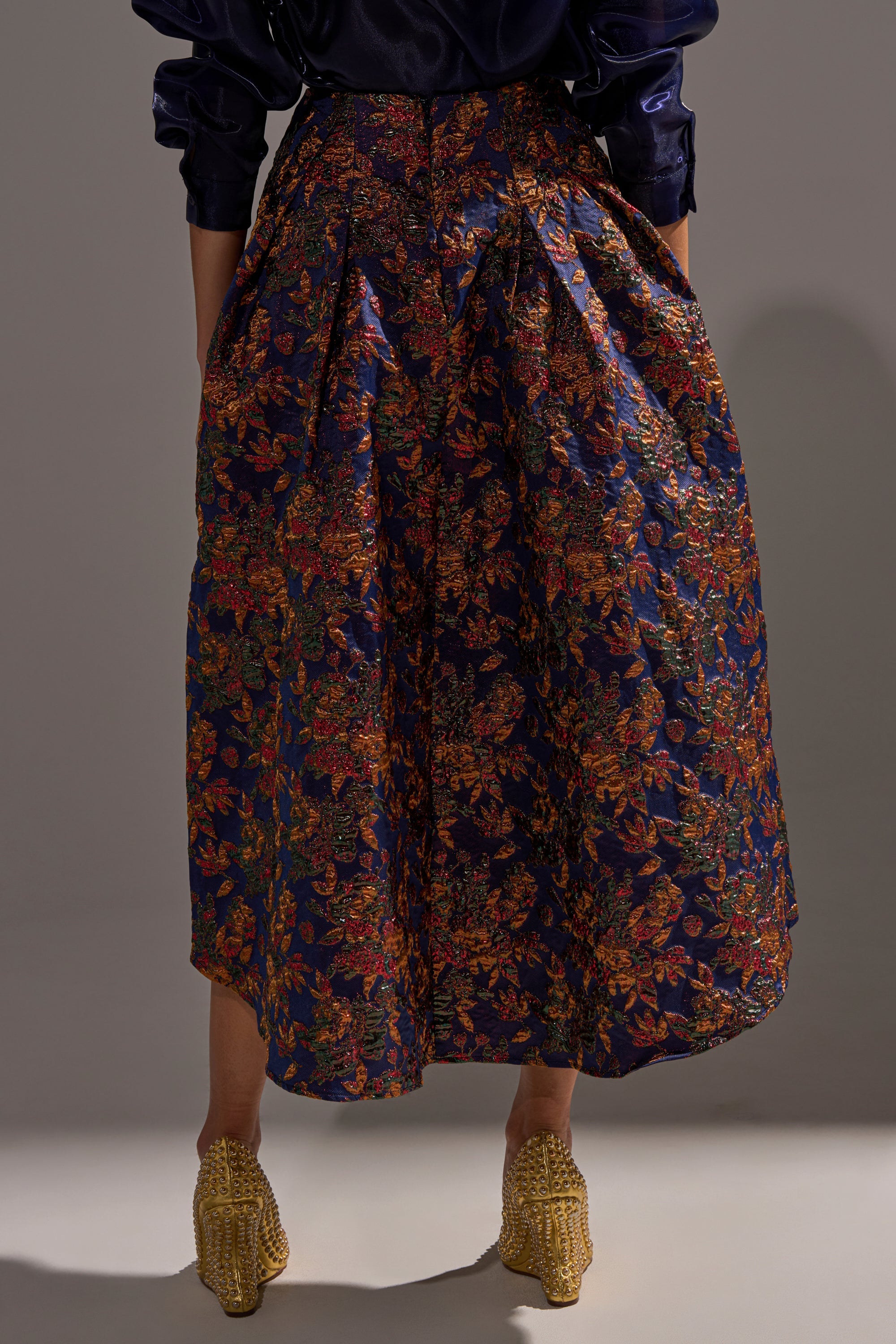 STAR OF THE NIGHT BROCADE MIDI SKIRT