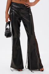 THIS GIRL IS ON FIRL FAUX LEATHER FLARE PANT