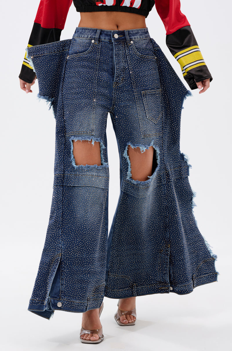 SPARKLE QUEEN WIDE-LEG DENIM