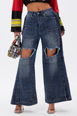 SPARKLE QUEEN WIDE-LEG DENIM