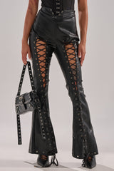 I KNOW THATS RIGHT FLARE FAUX LEATHER PANT