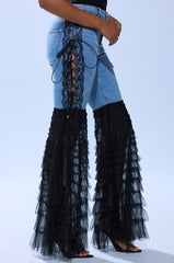 CAN'T DECIDE TULLE AND LACE DENIM JEANS