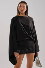 DIANA DRAPED MINI DRESS IN BLACK