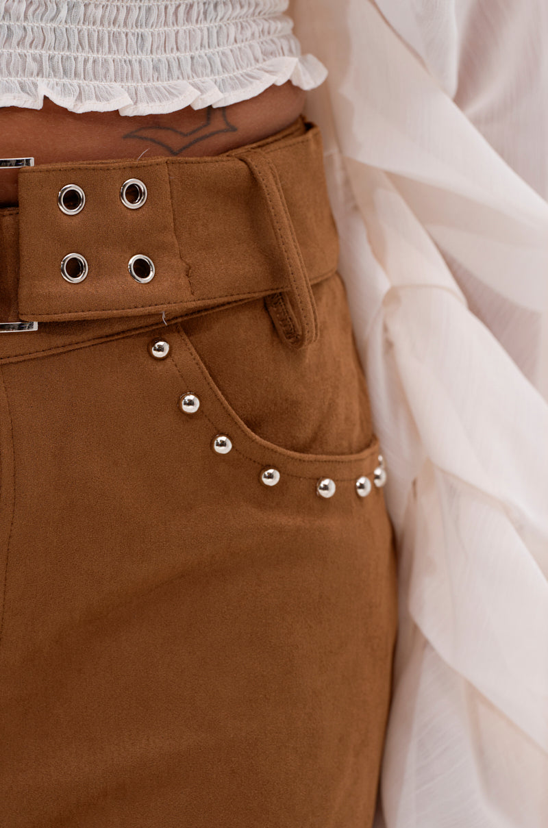 FIGURE IT OUT FAUX SUEDE SHORT