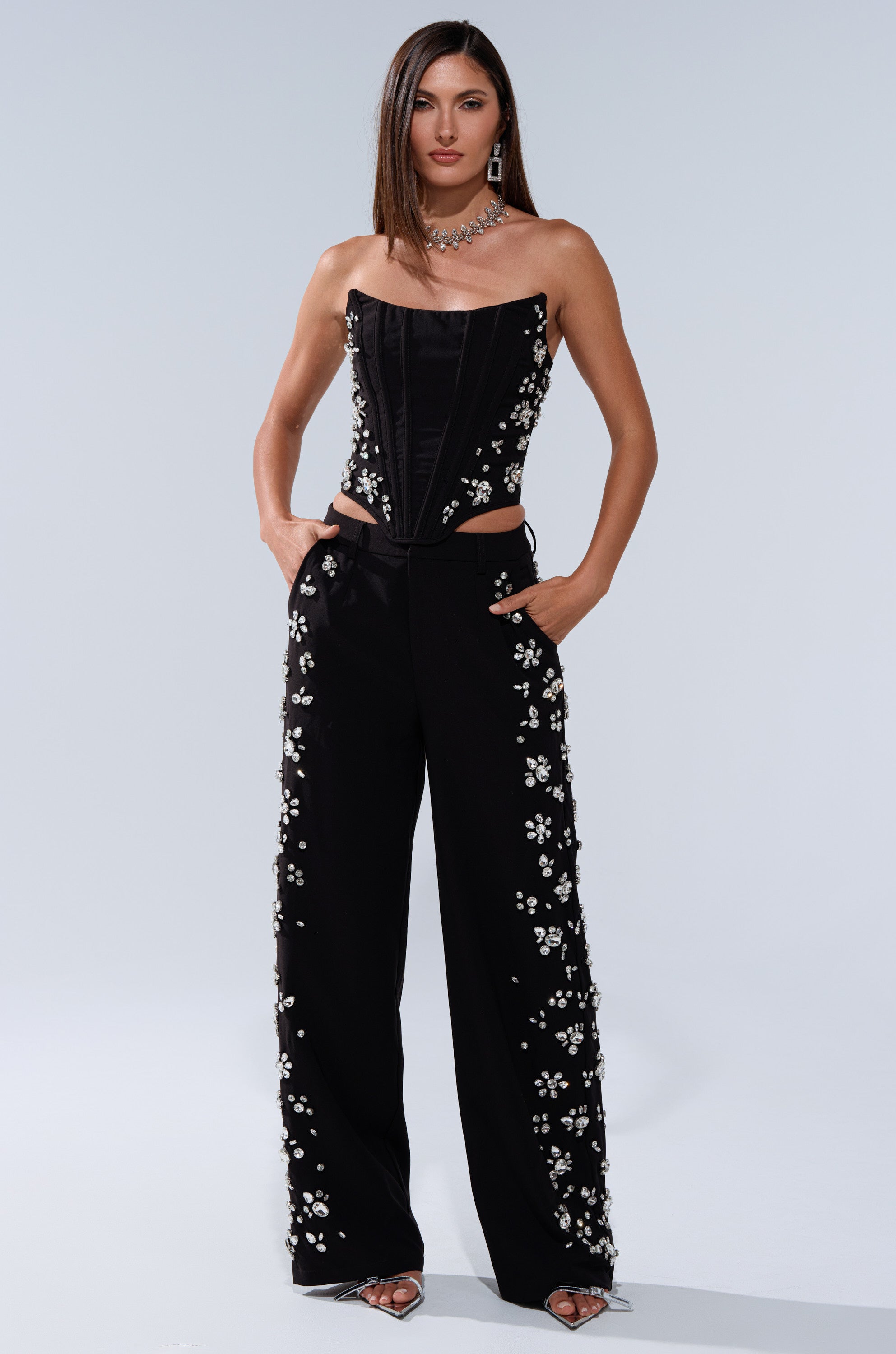 FEELING RICH CORSET WITH RHINESTONE