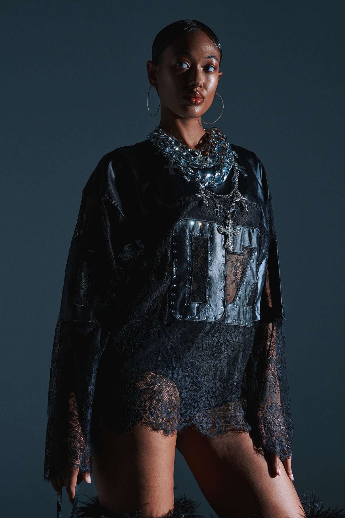 SHOW OFF LACE JERSEY TOP