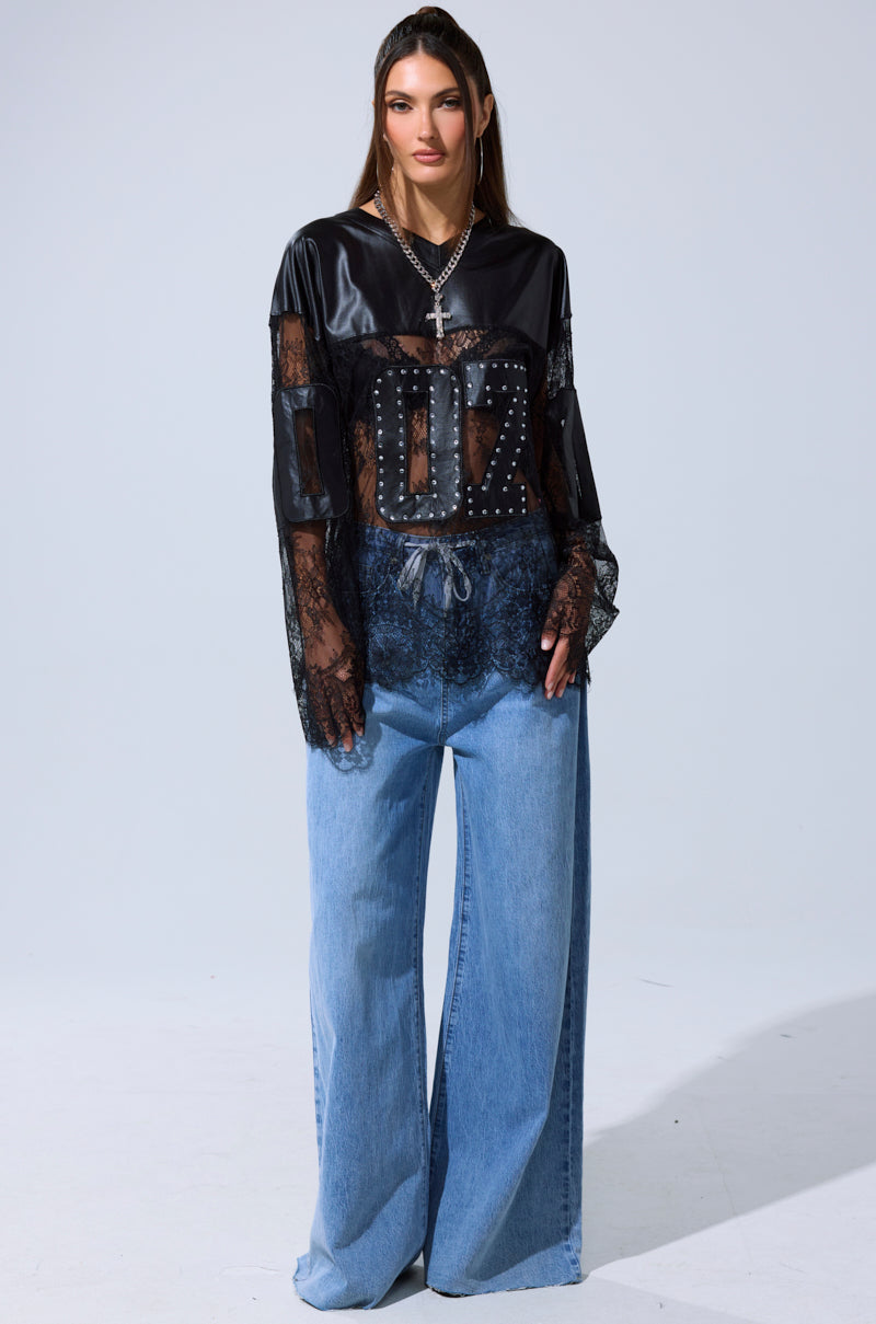 SHOW OFF LACE JERSEY TOP