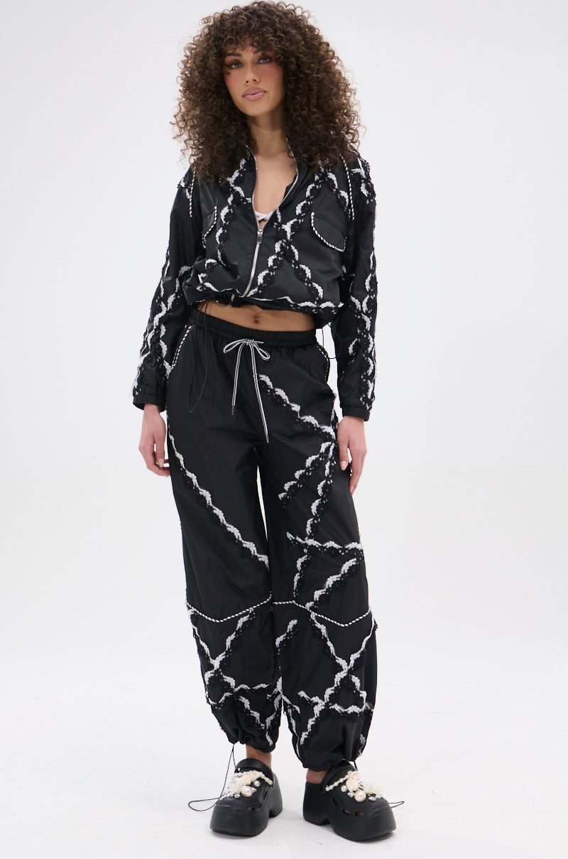 STRIKE OUT LACE TRIM BOMBER