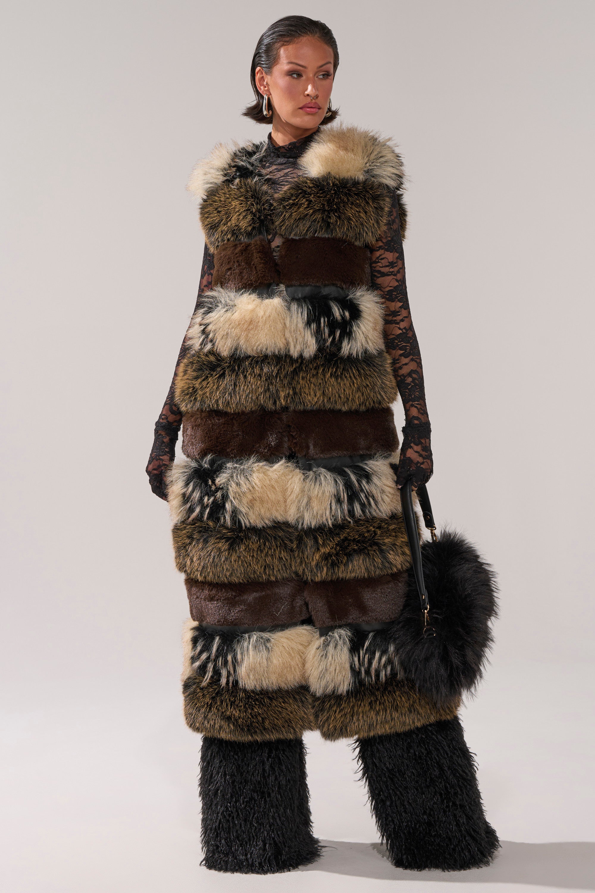 PORTIA PANELED FUR VEST