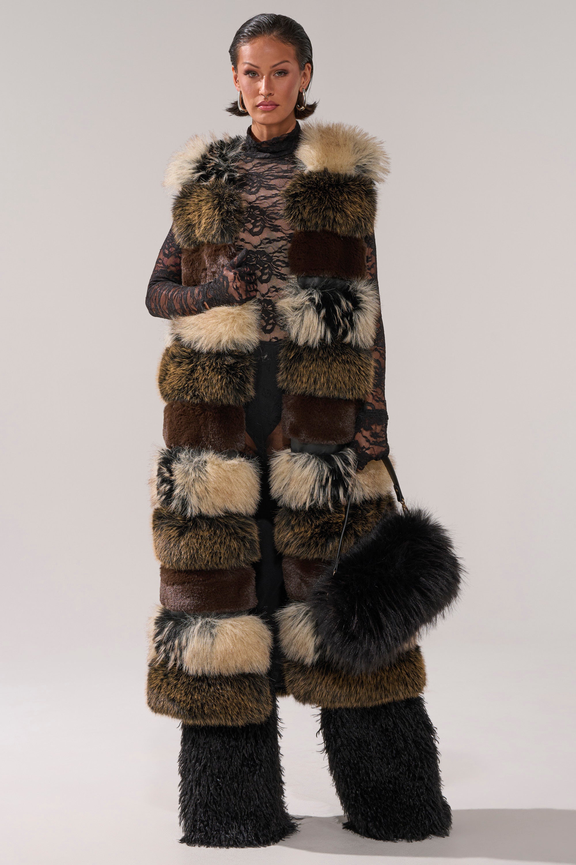 PORTIA PANELED FUR VEST