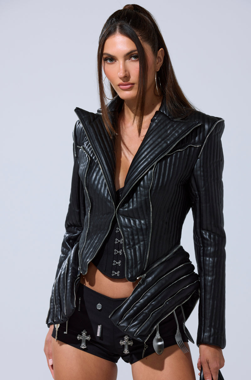 VORTEX FAUX LEATHER BLAZER
