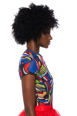 3 SWIRL MESH SHORT SLEEVE BODYSUIT