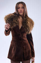 SUNDAY VELVET BLAZER WITH REMOVABLE FUR COLLAR