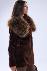 SUNDAY VELVET BLAZER WITH REMOVABLE FUR COLLAR
