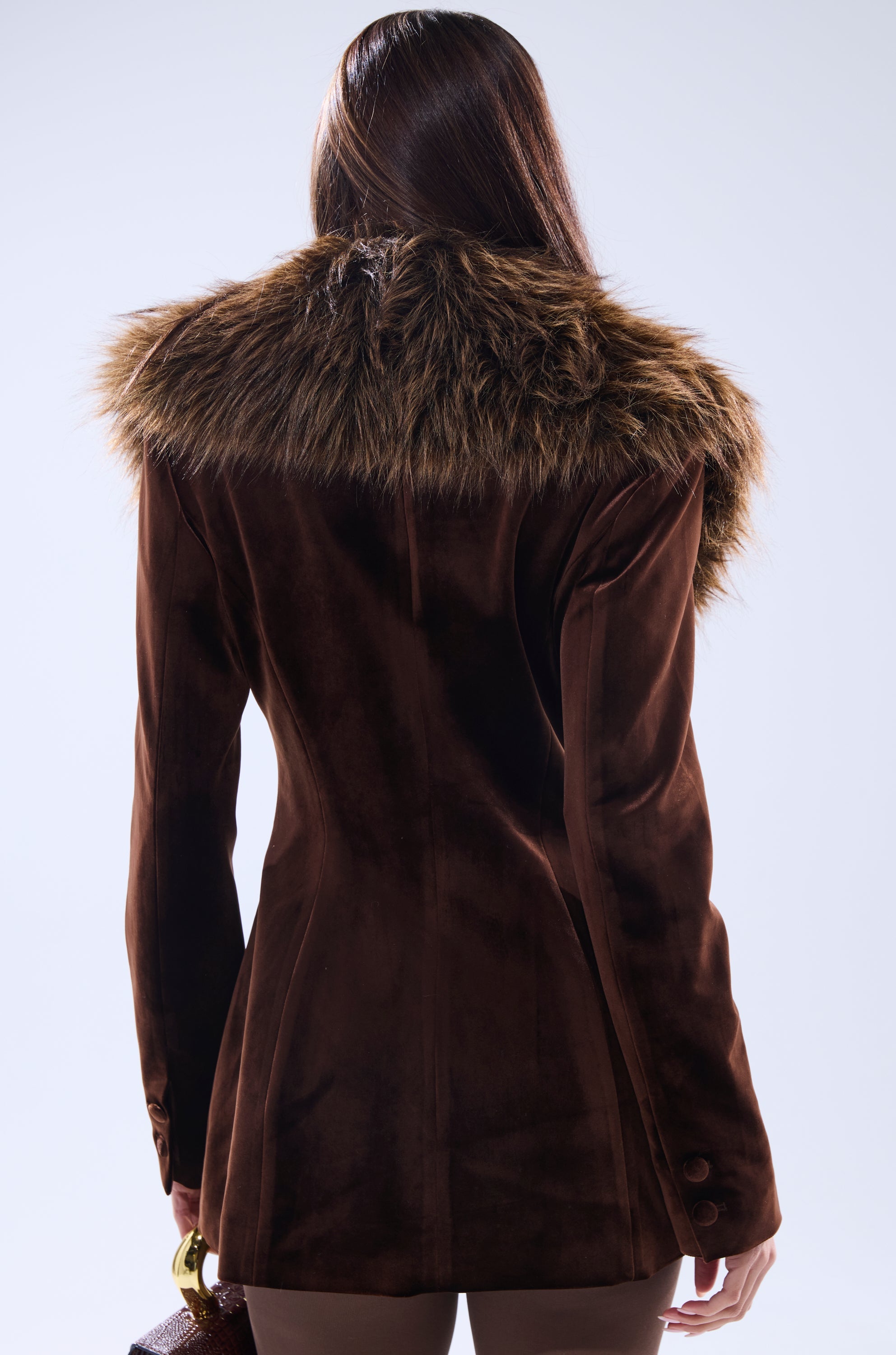 SUNDAY VELVET BLAZER WITH REMOVABLE FUR COLLAR