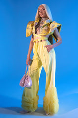 MODERN JAM TRACK PANT WITH TULLE IN YELLOW