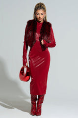 LIGHTS OUT FAUX FUR VEST IN RED