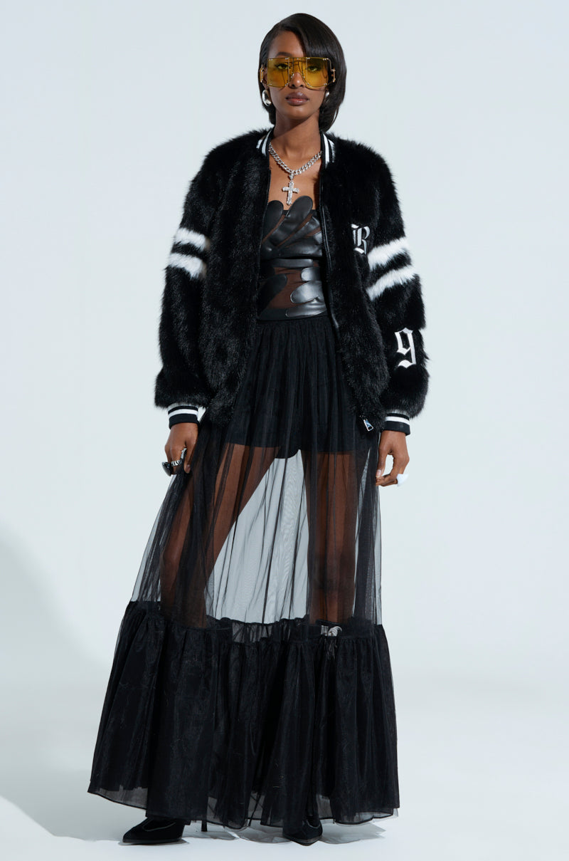 TRES CHIC FAUX FUR BOMBER