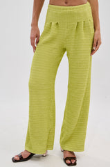 HOLLYWOOD SLINKY TEXTURED PALAZZO PANT IN GREEN