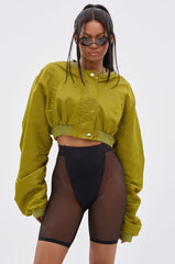 TAKE IT EASY CROPPED BOMBER IN GREEN