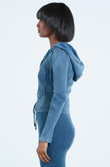 HOT GIRL ZIP UP SWEATSHIRT IN NAVY