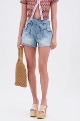GUESS WHO DENIM SHORT WITH TIE BELT
