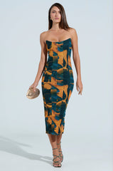 SHES UNFORGETTABLE ABSTRACT MESH MIDI DRESS