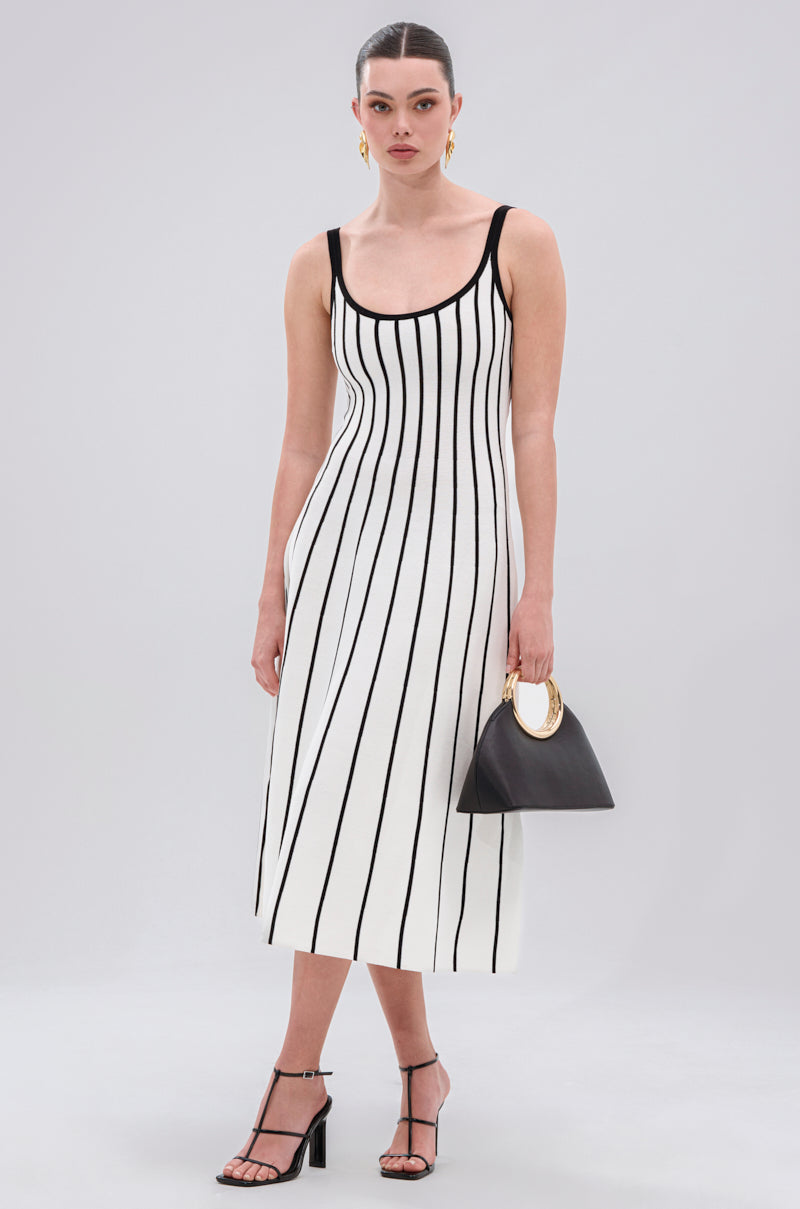 LETS GET IT GOING KNIT STRIPE MIDI DRESS