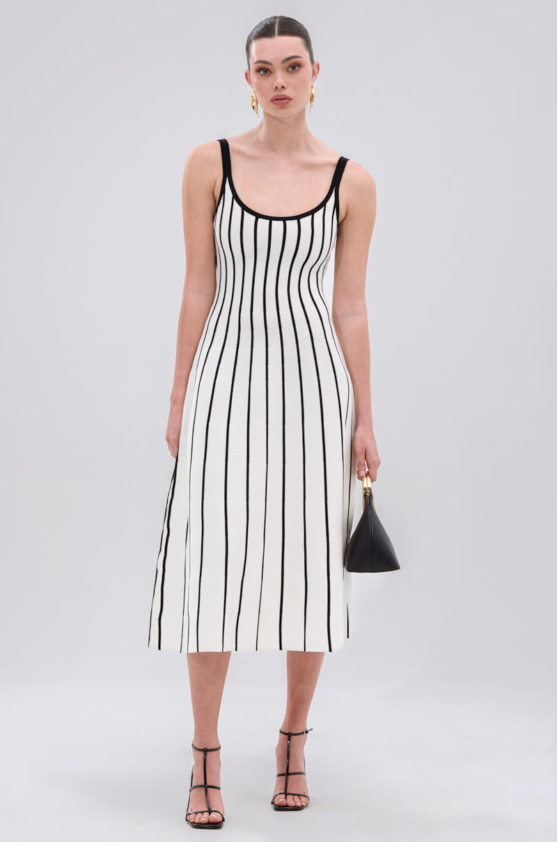 LETS GET IT GOING KNIT STRIPE MIDI DRESS