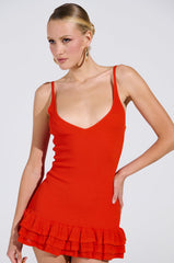 LOW LIFE MINI DRESS WITH RUFFLE HEM