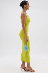 BETWEEN THE LINES MIDI DRESS IN LIME